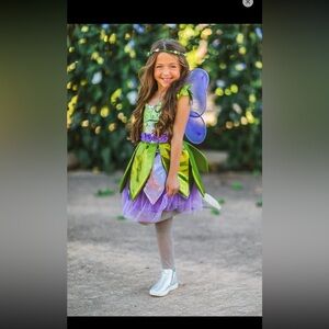 Enchanting Fairy Costume for Kids - Green and Purple Sparkle in pink